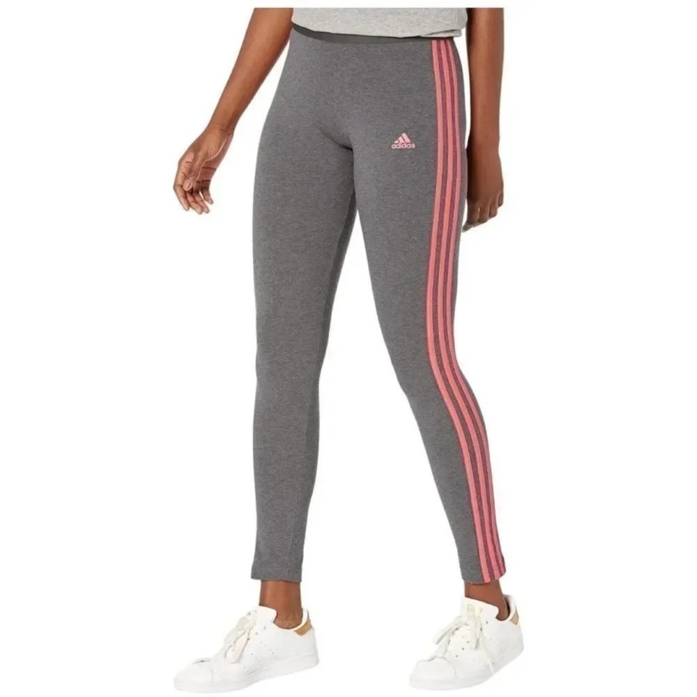 Adidas Women's Essentials 3-Stripe Full Length Cotton Leggings - Picture 1 of 8
